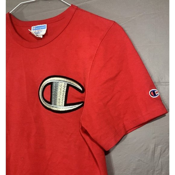 Vintage 90’s Champion Blue Bar T-Shirt Rare Tweed Embroidery Size XS Men RARE - Picture 2 of 6